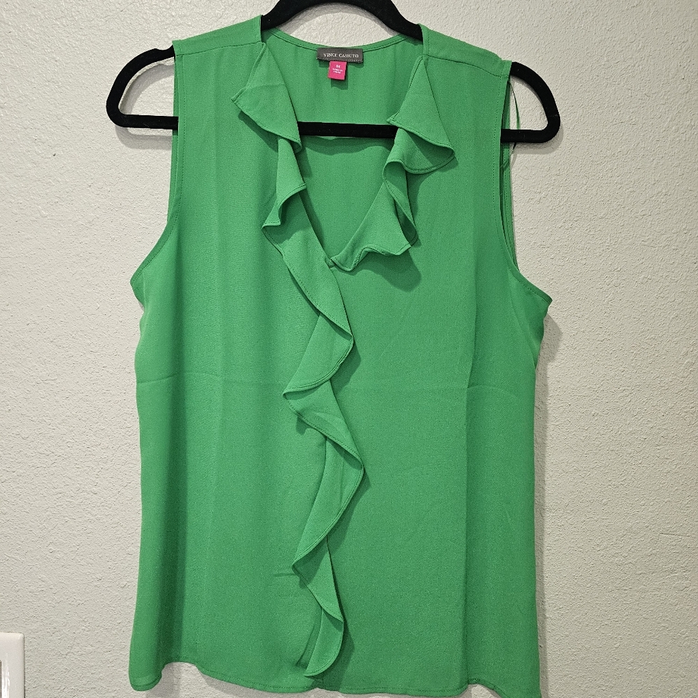 Green Sleeveless Ruffle Top